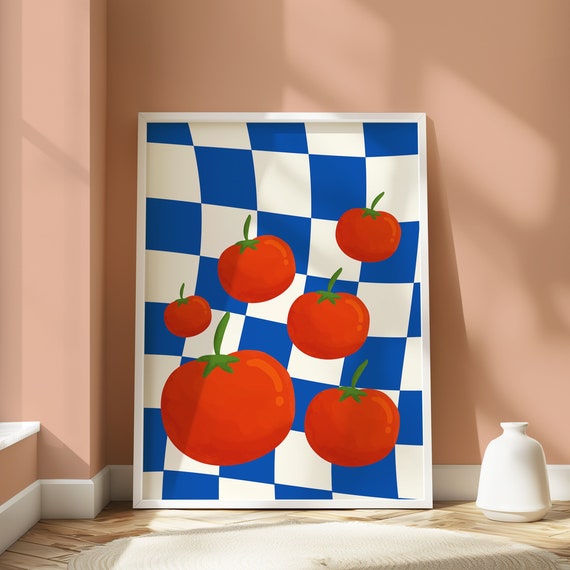 Tomato Wall Art Trendy Tomato Poster Tomato Illustration Bar Cart Art Print Aesthetic Kitchen Decor Kitchen Wall Art Retro Food Print