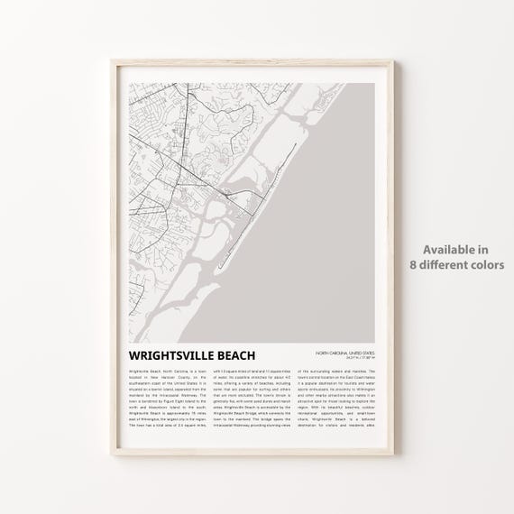 Wrightsville Beach North Carolina Barrier Island Map Art Poster