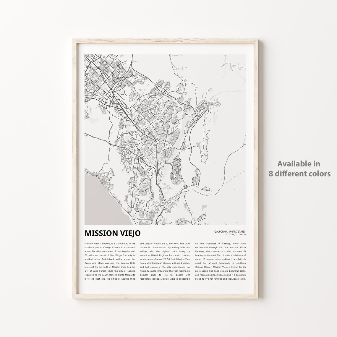 Mission Viejo California Minimalist City Street Map Art Print