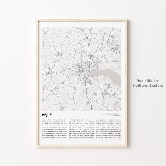 Vejle Denmark Minimalist City Map Southern Denmark Travel Poster