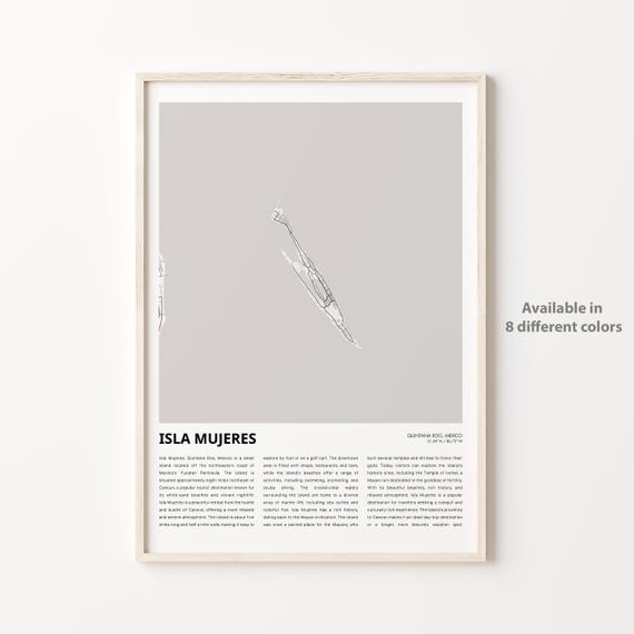 Isla Mujeres Mexico Island Map Minimalist Travel Decor Poster
