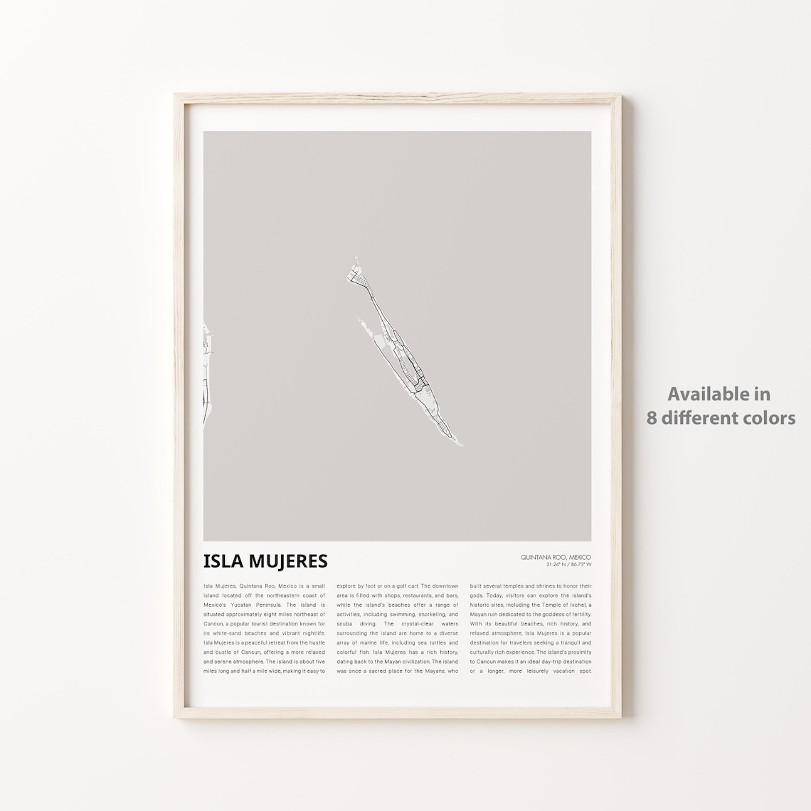 Isla Mujeres Mexico Island Map Minimalist Travel Decor Poster