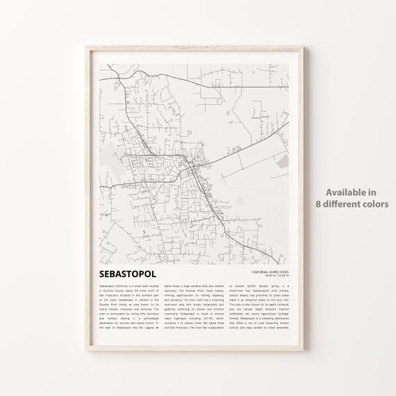 Sebastopol Sonoma California Minimal City Map Street Grid Poster
