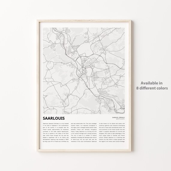 Saarlouis Saarland Germany Minimalist City Street Map Poster
