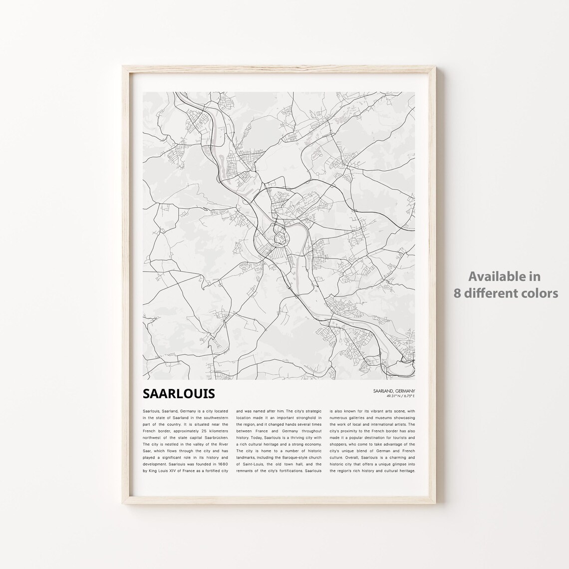 Saarlouis Saarland Germany Minimalist City Street Map Poster