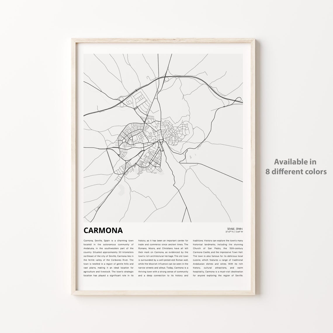 Carmona Map Print Travel Wall Decor Art Seville Housewarming Gift