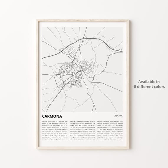Carmona Map Print Travel Wall Decor Art Seville Housewarming Gift