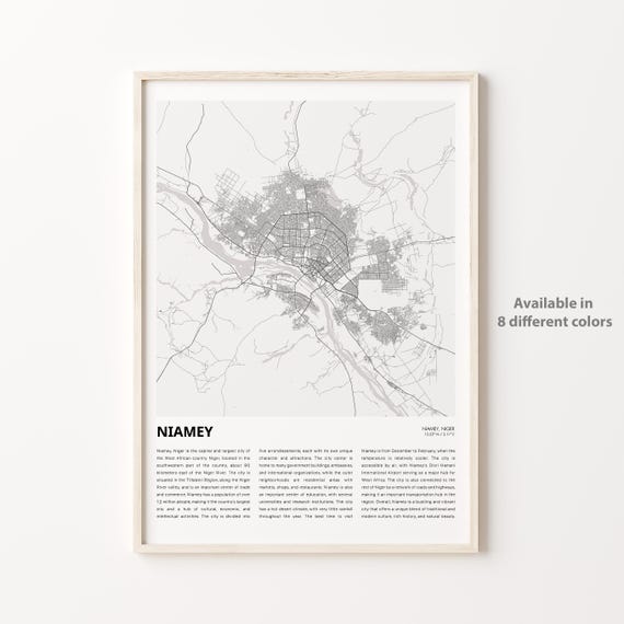 Niamey Niger City Street Map Minimalist African Home Decor Poster