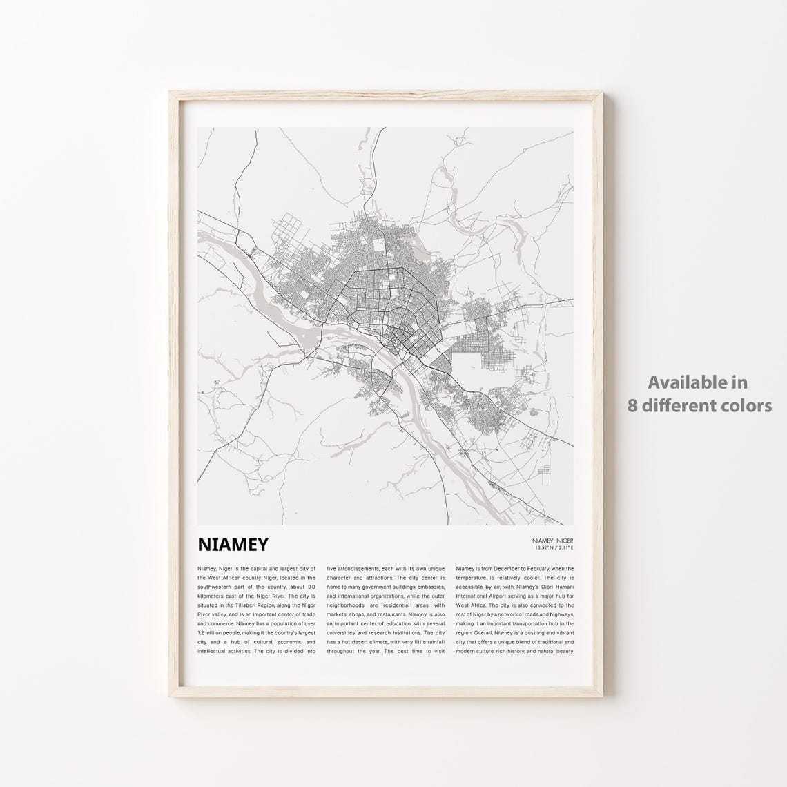 Niamey Niger City Street Map Minimalist African Home Decor Poster