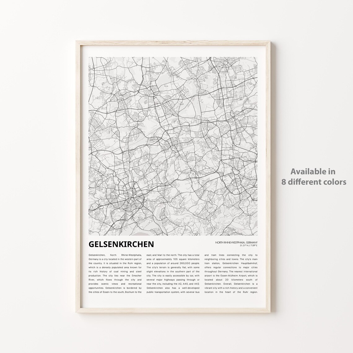 Gelsenkirchen Germany Minimalist Street Map City Travel Poster