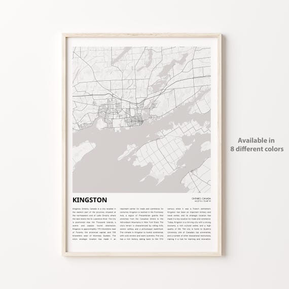 Kingston Map Print Travel Wall Decor Art Ontario Housewarming Gift