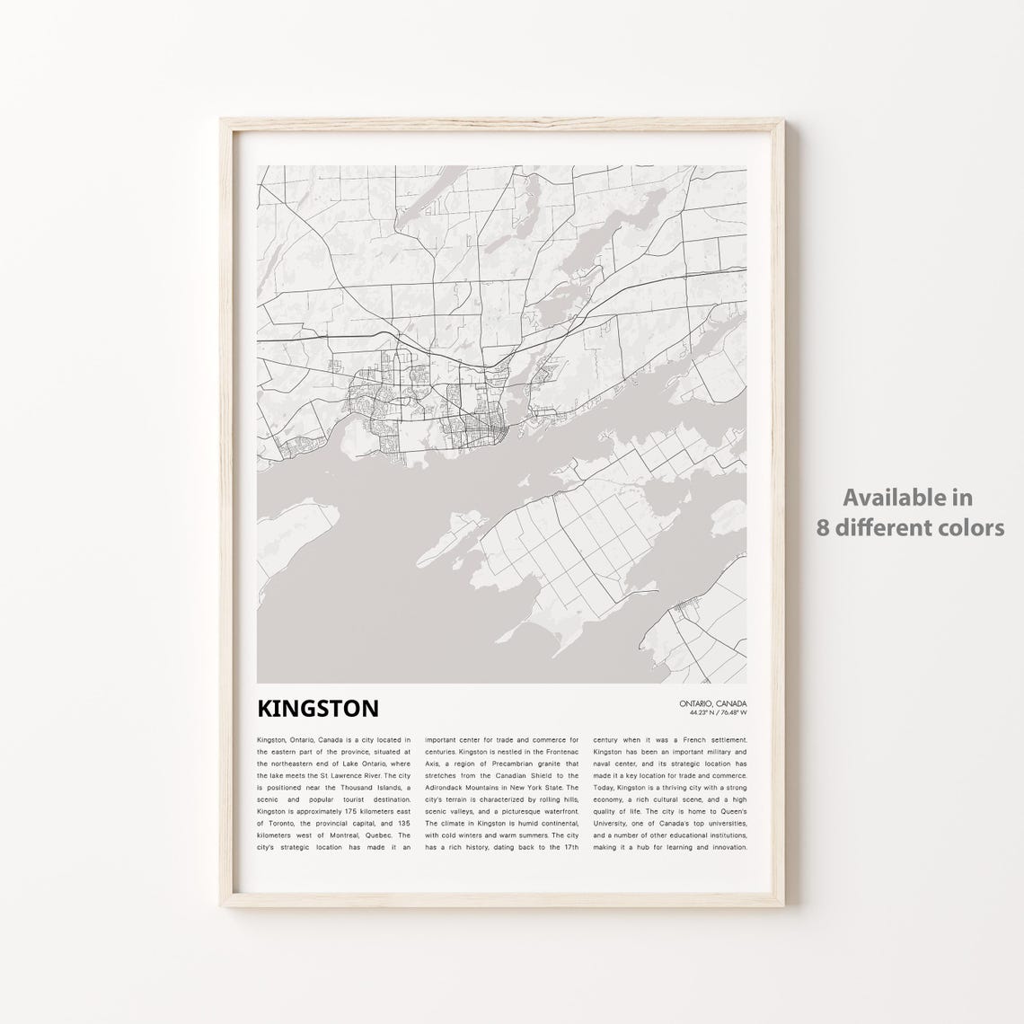 Kingston Ontario Canada Minimalist City Map Street Grid Poster