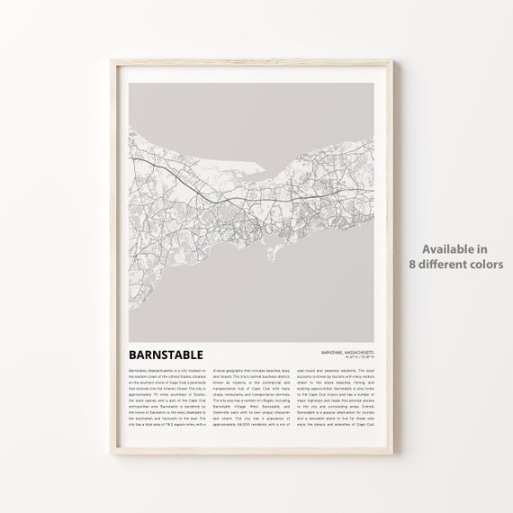 Barnstable Massachusetts City Map Minimalist Travel Decor Poster