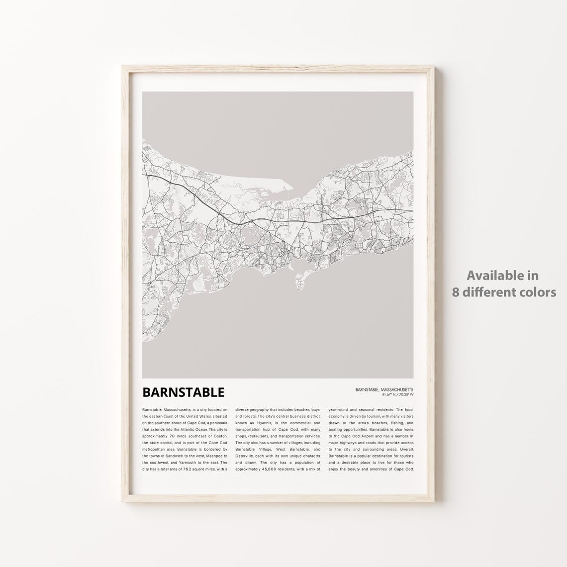 Barnstable Massachusetts City Map Minimalist Travel Decor Poster