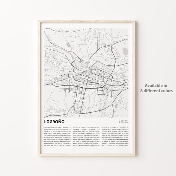 Logroo Map Print Travel Wall Decor Art La Rioja Housewarming Gift