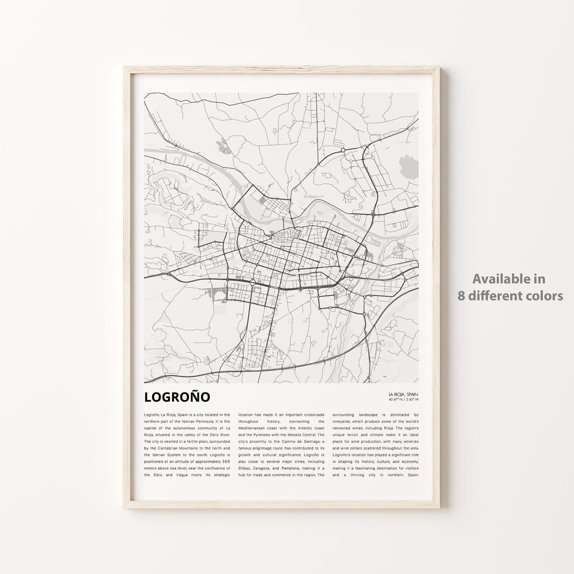 Logroo Map Print Travel Wall Decor Art La Rioja Housewarming Gift