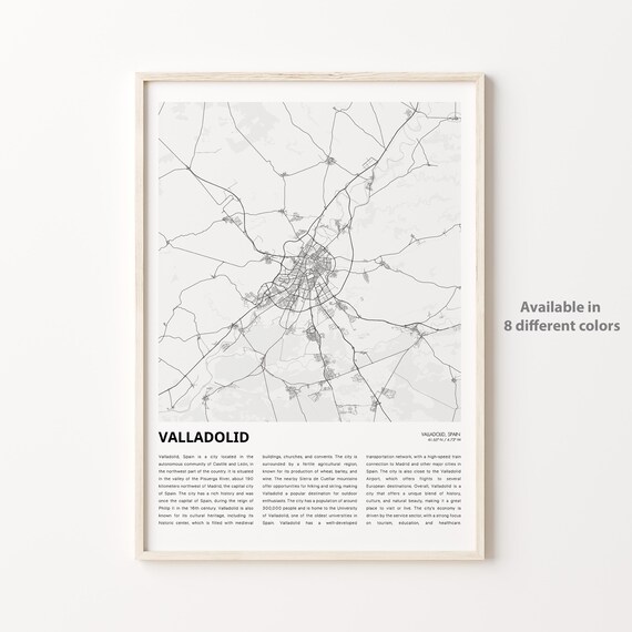 Valladolid Spain Historic City Street Map Line Art Travel Poster
