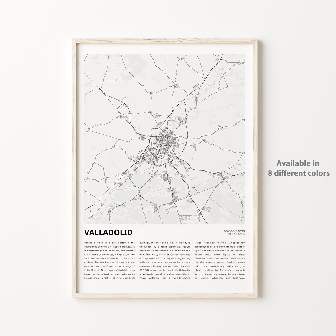 Valladolid Spain Historic City Street Map Line Art Travel Poster