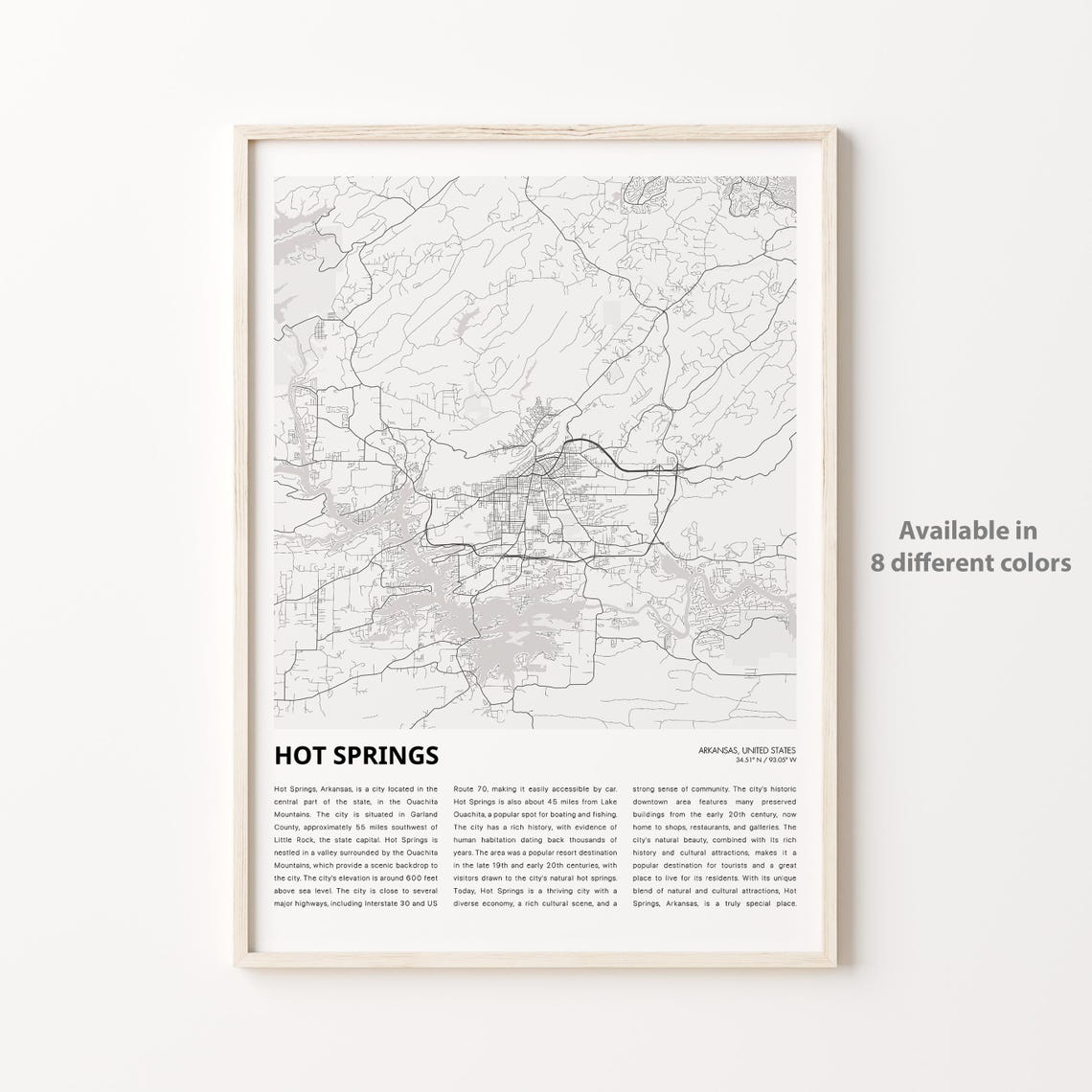 Hot Springs Map Print Travel Wall Decor Art Arkansas Housewarming Gift