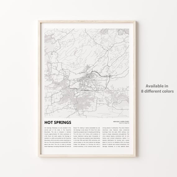 Hot Springs Map Print Travel Wall Decor Art Arkansas Housewarming Gift