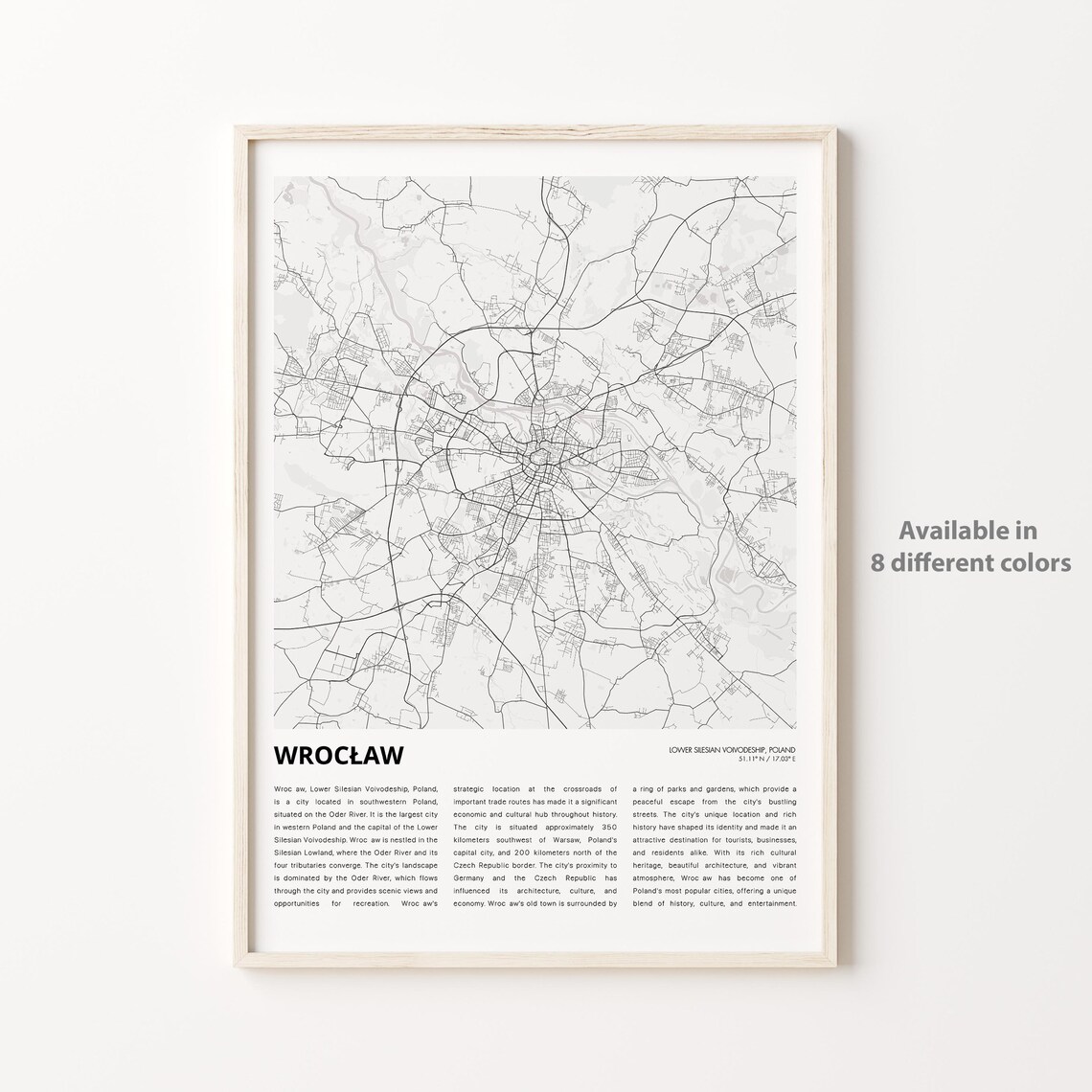 Wroclaw Poland City Street Map Minimalist Style Travel Art Poster