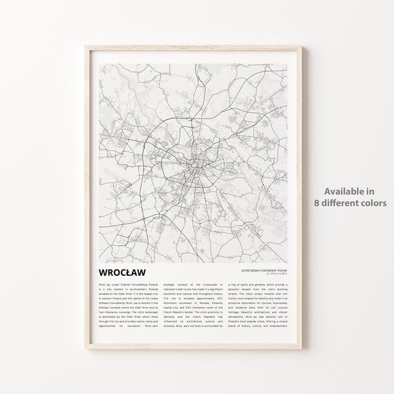 Wroclaw Poland City Street Map Minimalist Style Travel Art Poster