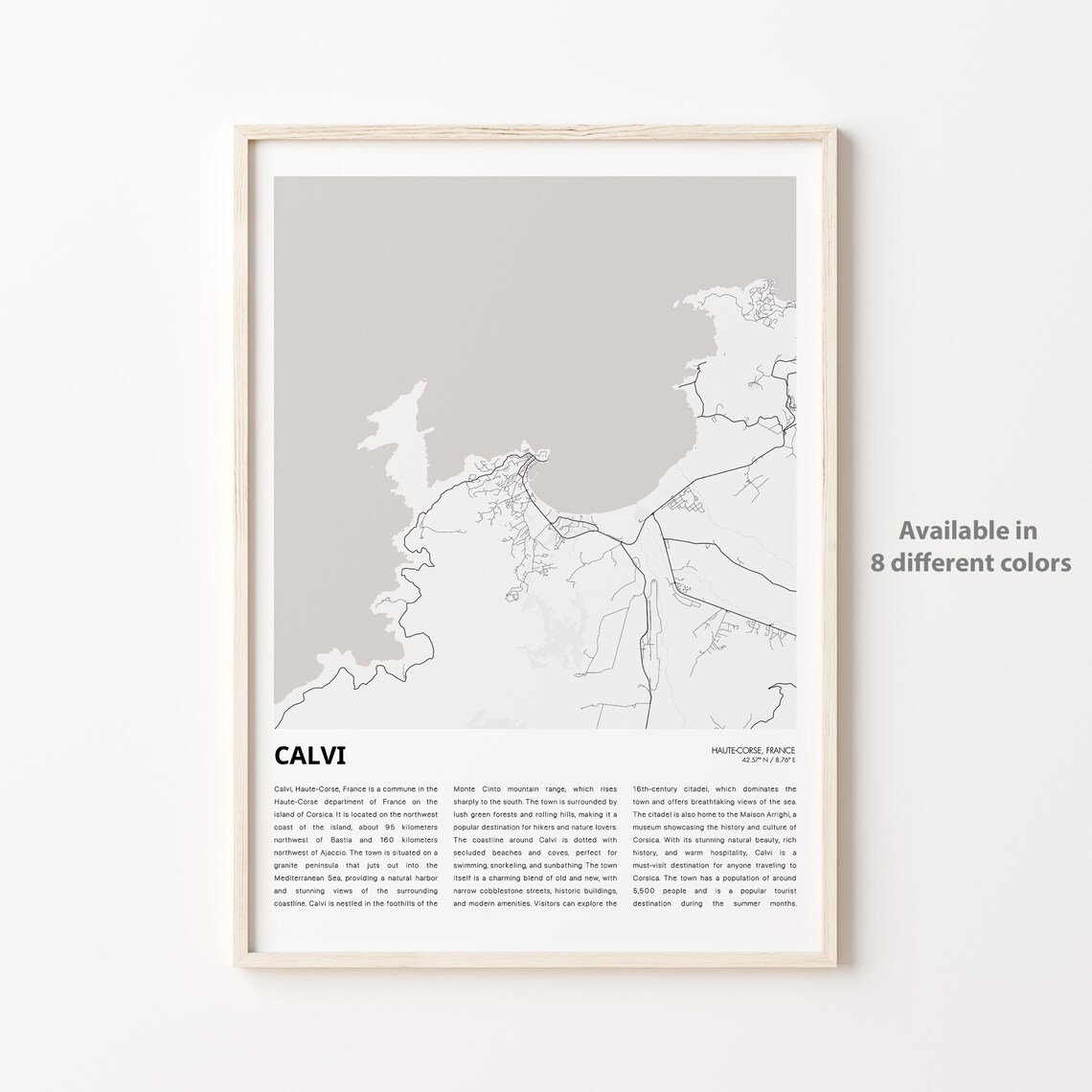 Calvi France Haute Corse Minimalist Coast Map Travel Decor Poster