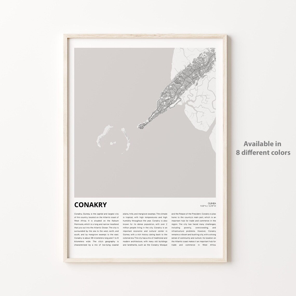 Conakry Guinea Minimalist City Map Line Art West Africa Poster