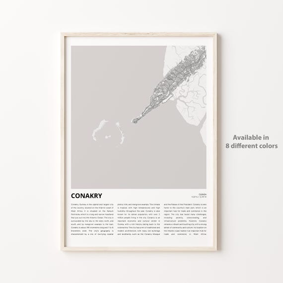 Conakry Map Print Travel Wall Decor Art Housewarming Gift