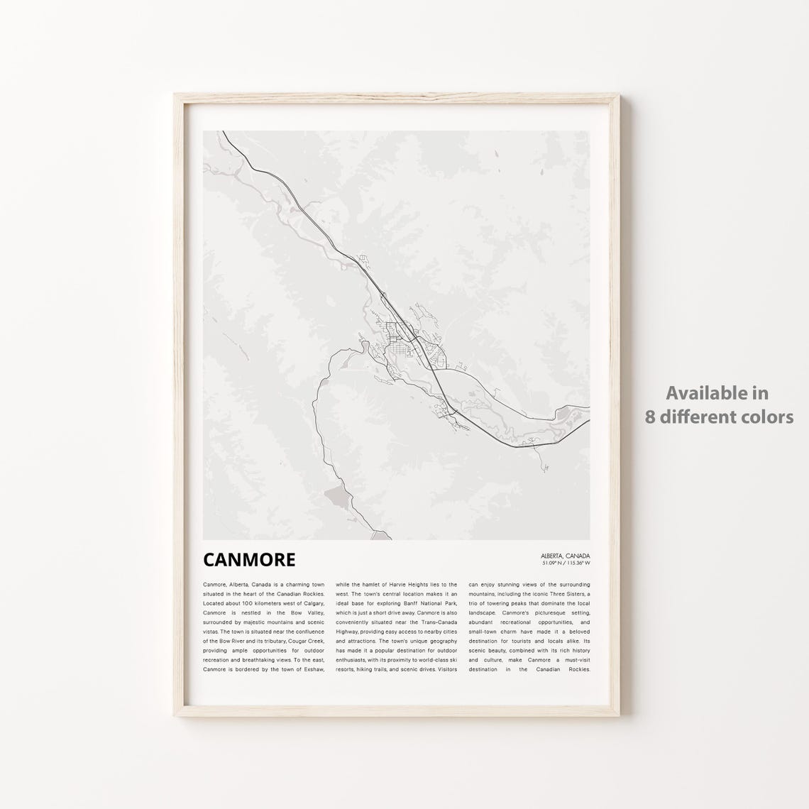 Canmore Map Print Travel Wall Decor Art Alberta Housewarming Gift