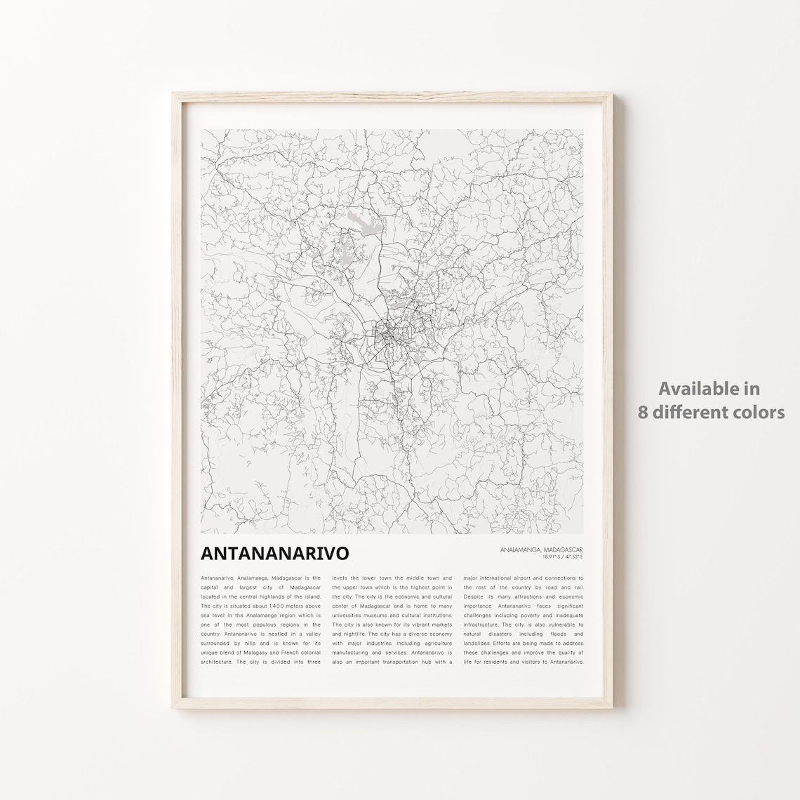 Antananarivo Madagascar Minimalist City Map Modern Travel Art Poster
