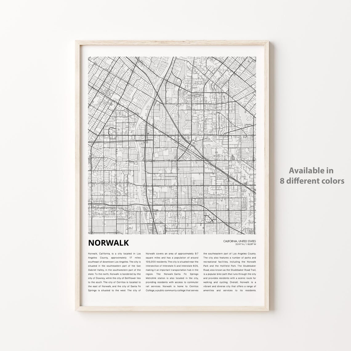 Norwalk Map Print Travel Wall Decor Art Housewarming Gift