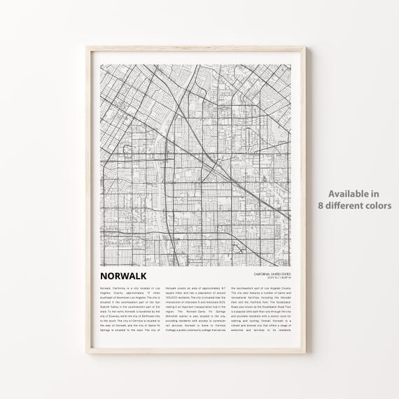 Norwalk Map Print Travel Wall Decor Art Housewarming Gift