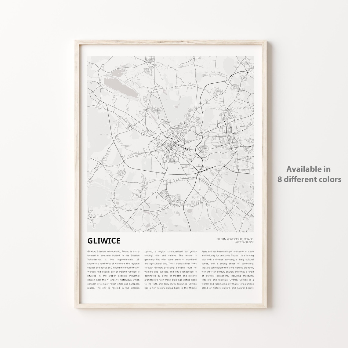 Gliwice Poland Minimalist City Street Map Travel Artwork Poster