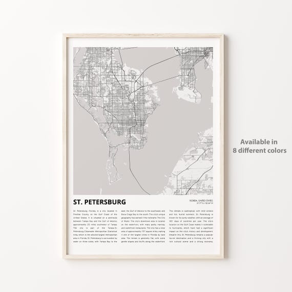 St Petersburg Florida Minimalist City Map With City Guide Travel Poster