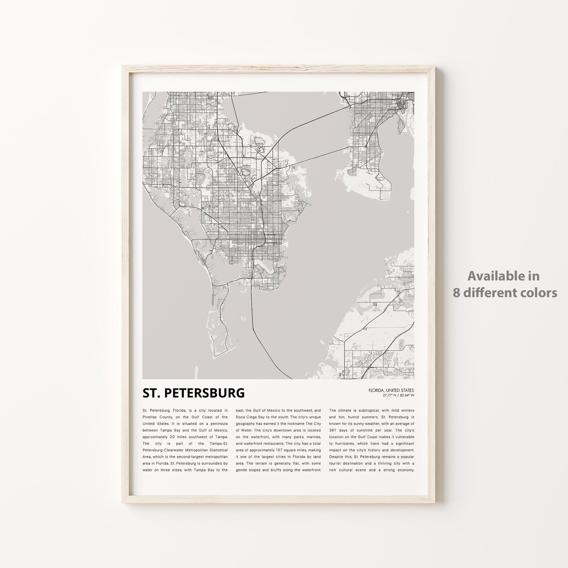 St Petersburg Florida Minimalist City Map With City Guide Travel Poster