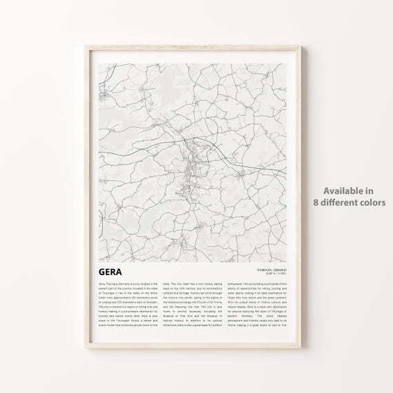 Gera Map Print Travel Wall Decor Art Thuringia Housewarming Gift