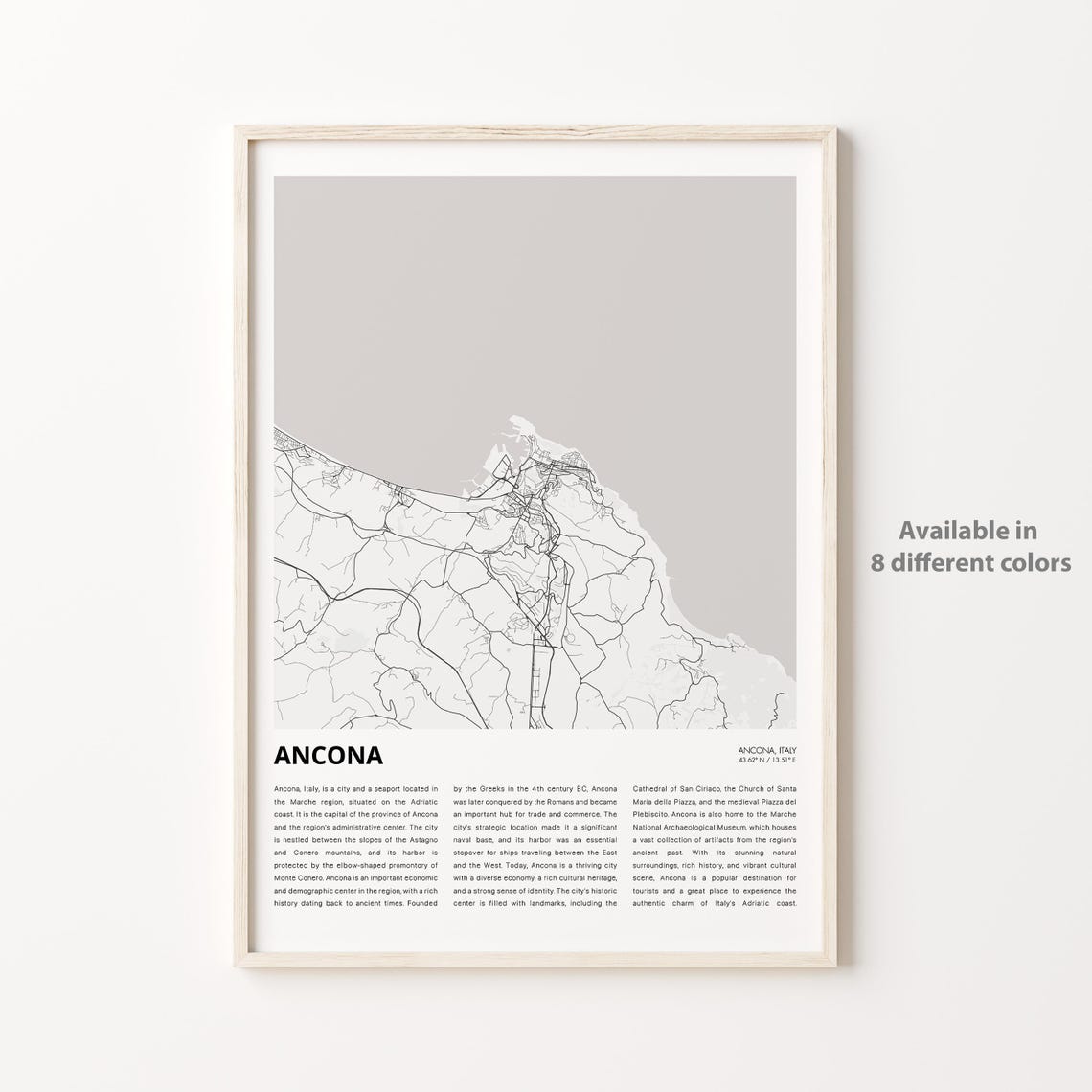 Ancona Map Print Travel Wall Decor Art Housewarming Gift Personalized Poster