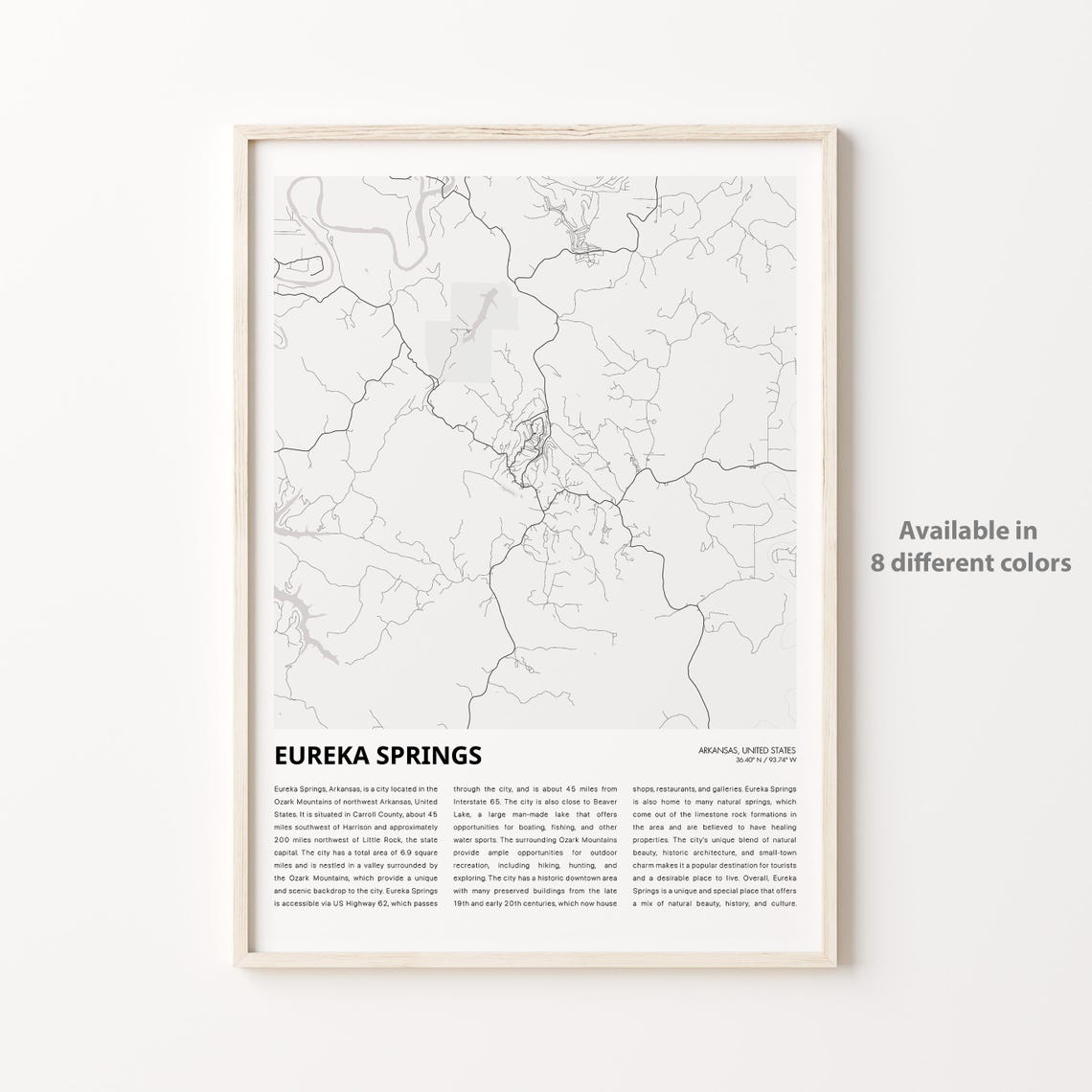 Eureka Springs Map Print Travel Wall Decor Art Arkansas Housewarming Gift