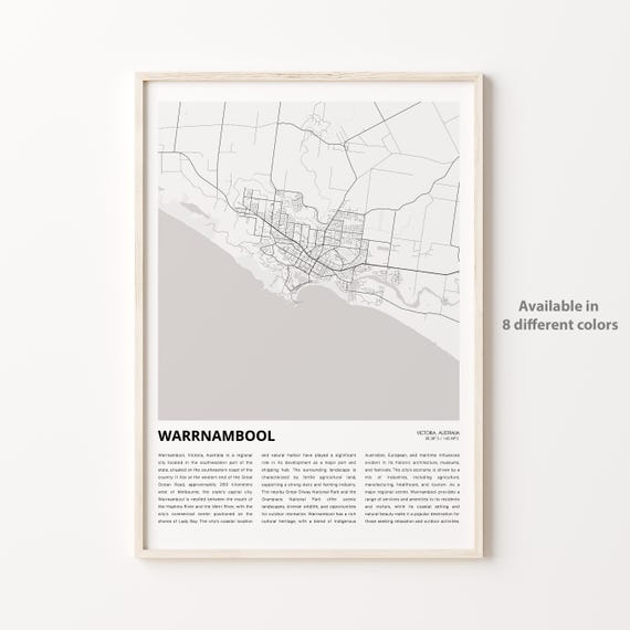Warrnambool Victoria Australia Coast City Street Map Art Poster