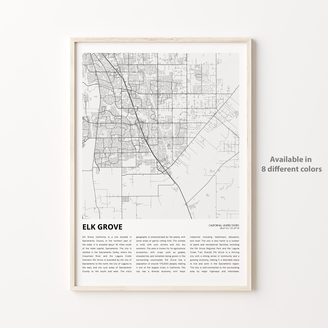 Elk Grove Map Print Travel Wall Decor Art Housewarming Gift