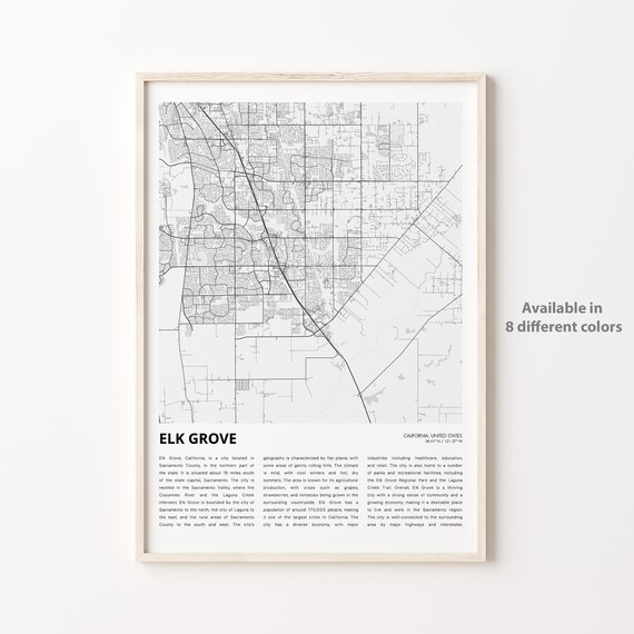 Elk Grove Map Print Travel Wall Decor Art Housewarming Gift