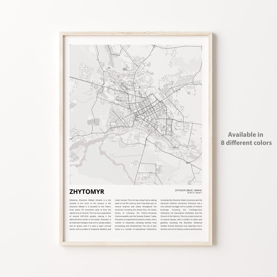 Zhytomyr Oblast Ukraine Minimalist City Street Map Art Poster