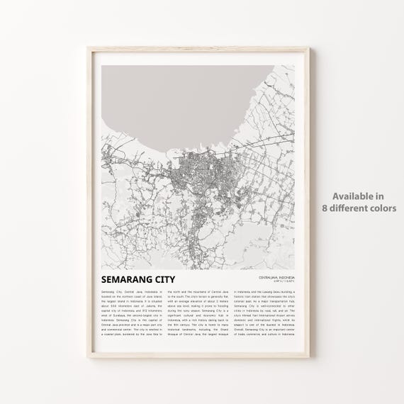 Semarang City Indonesia Minimalist City Street Map Travel Poster