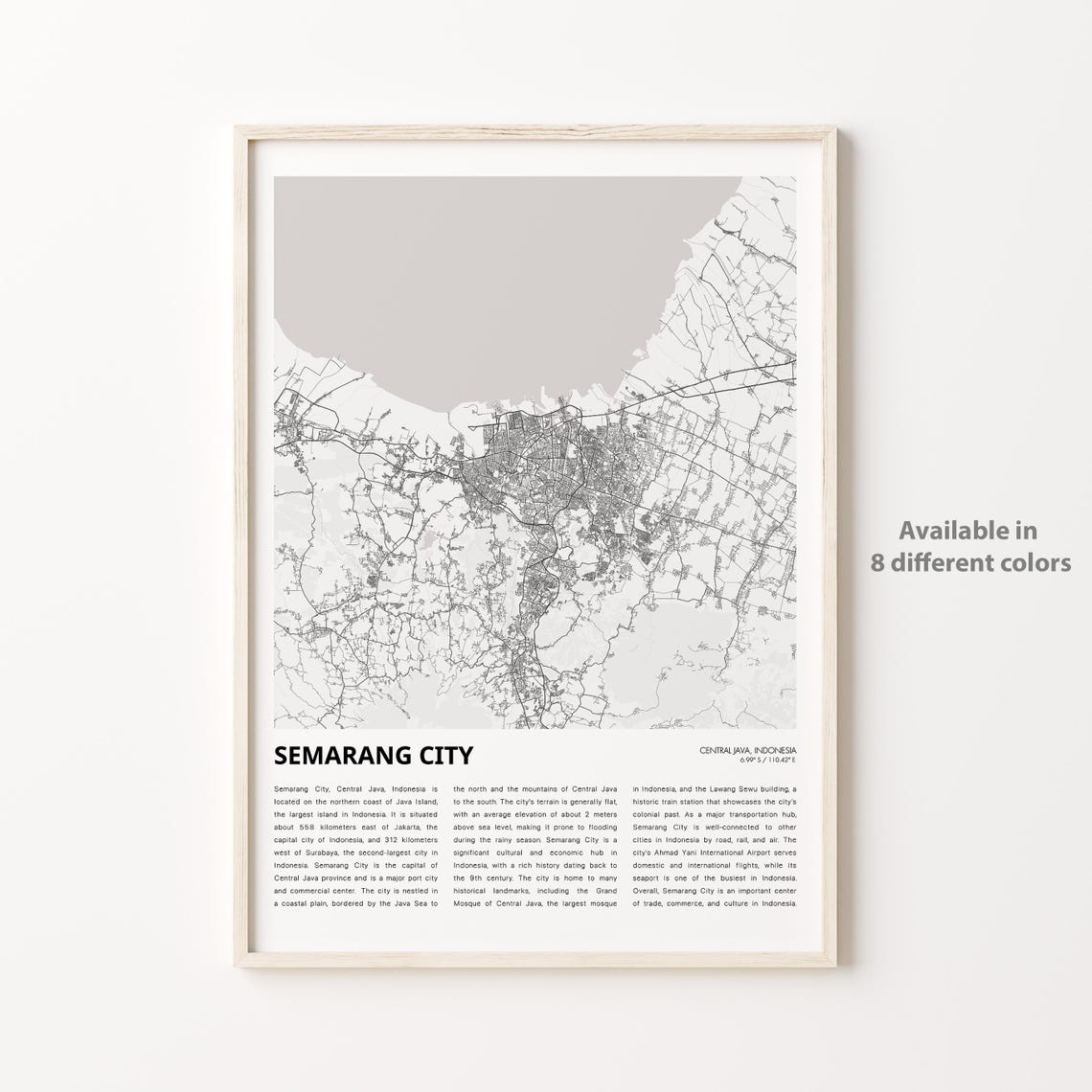 Semarang City Indonesia Minimalist City Street Map Travel Poster