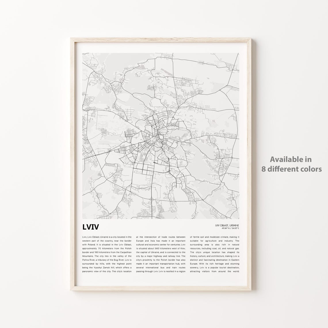 Lviv Map Print Travel Wall Decor Art Oblast Housewarming Gift
