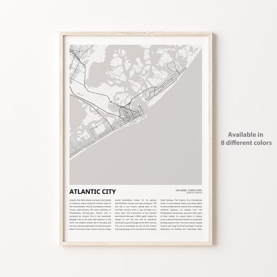 Atlantic City New Jersey Minimal Coastal Map Housewarming Poster