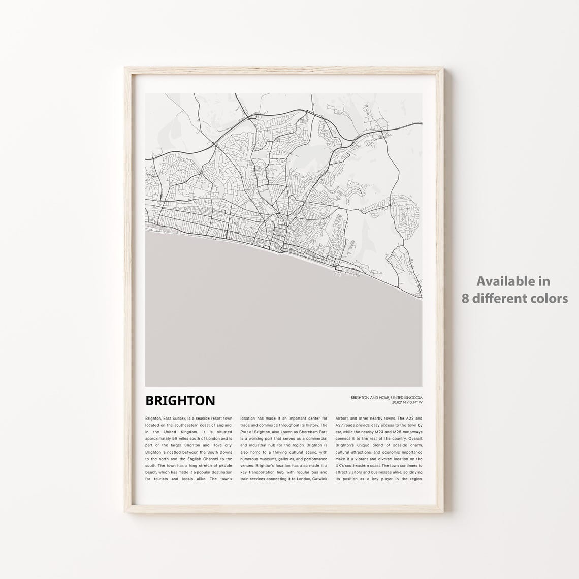 Map Print Travel Wall Decor Art And Hove Housewarming Gift