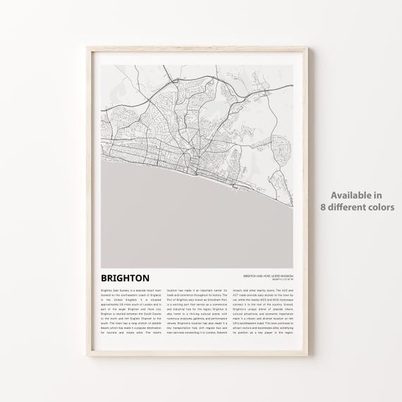 Map Print Travel Wall Decor Art And Hove Housewarming Gift