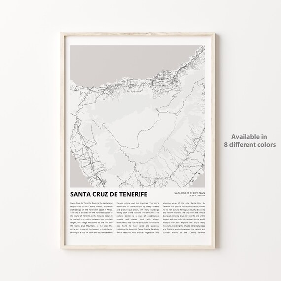 Santa Cruz De Tenerife Spain City Street Map Travel Wall Art